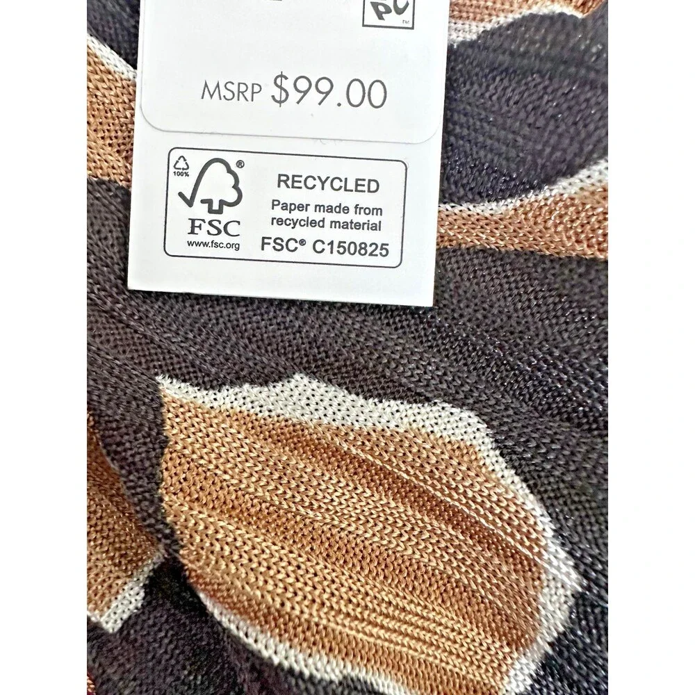 DKNY Women's Pull-On Printed Pleated Midi Skirt Black Brown L - Picture 10 of 10